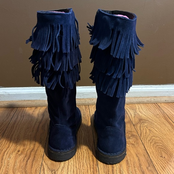 Blue Suede PePe Italian Leather Knee High Zip Up Boots | Size 36 - Picture 5 of 14